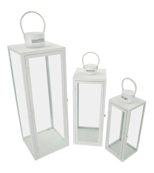LANTERNE WHITE SET 3 PZ CM 22X22X66-18X18X49,5-14X14X39