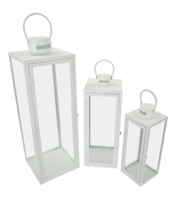 LANTERNE WHITE SET 3 PZ CM 22X22X66-18X18X49,5-14X14X39
