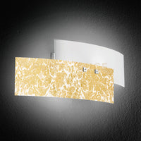 LARA A/P - APPLIQUE A PARETE  IN METALLO E VETRO BIANCO FOGLIA ORO 2 LUCI ATTACCO E14