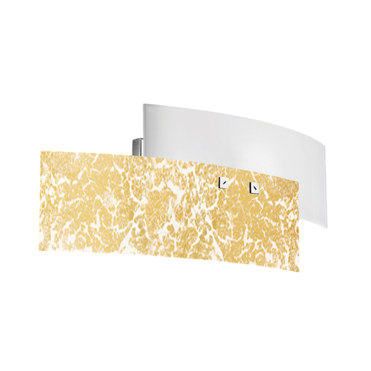 Applique parete Lara 2 luci E14 vetro bianco con foglia oro - Lampada da muro con stile elegante 46x18cm, IP20, max 2x42W, lampadina esclusa