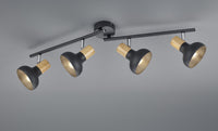 LATIKA BARRA 4 SPOTS METALLO NERO ED EFFETTO LEGNO L. 71CM ATTACCO E14