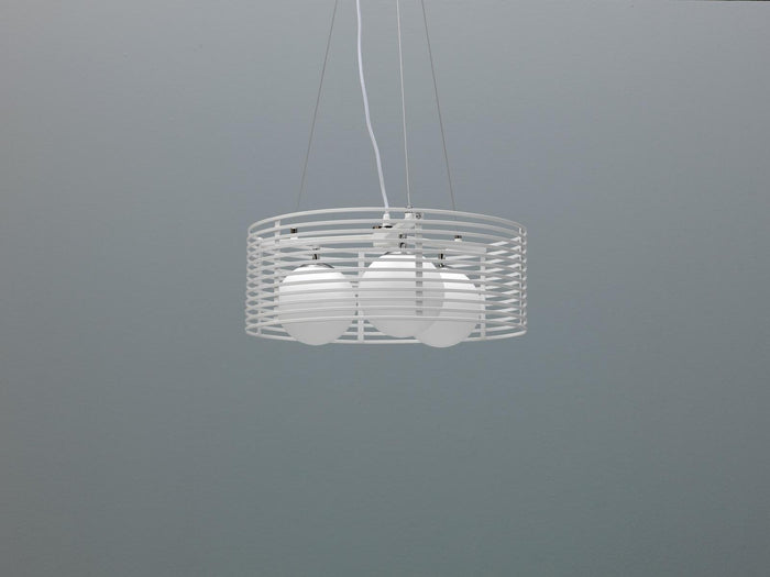 Gabbia - Lampada a sospensione in metallo bianco