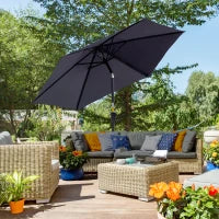 Ombrellone da Giardino 2.6x2.4 m Inclinabile con Manovella, in Alluminio e Poliestere Grigio e Nero