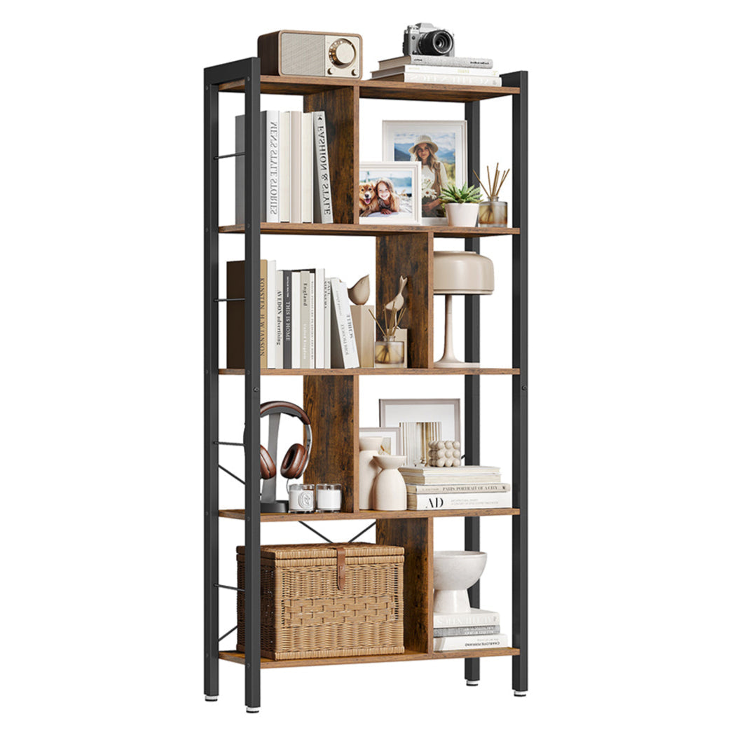 Libreria in stile industriale con 4 ripiani unità di archiviazione indipendente per soggiorno ufficio facile da montare struttura in ferro stabile stile industriale marrone scuro LBC12BX B34LBC012B02 B34LBC12BX LBC012B02 LBC12BX 12_0004228