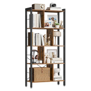 Libreria in stile industriale con 4 ripiani unità di archiviazione indipendente per soggiorno ufficio facile da montare struttura in ferro stabile stile industriale marrone scuro LBC12BX B34LBC012B02 B34LBC12BX LBC012B02 LBC12BX 12_0004228
