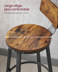 Set di 2 sedie da bar sgabelli alti con schienale seduta da cucina struttura in acciaio seduta alta 73 cm montaggio facile stile industriale marrone 12_0006194