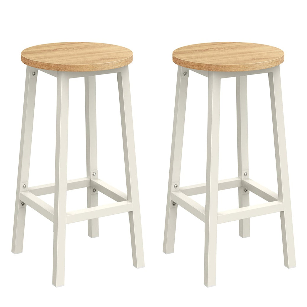 Set di 2 sgabelli alti da bar sedie da cucina struttura in acciaio altezza 65 cm facile da montare stile industriale beige 12_0007761