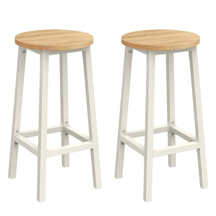 Set di 2 sgabelli alti da bar sedie da cucina struttura in acciaio altezza 65 cm facile da montare stile industriale beige 12_0007761