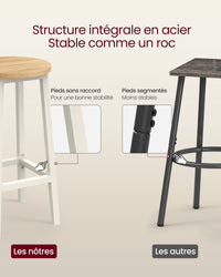 Set di 2 sgabelli alti da bar sedie da cucina struttura in acciaio altezza 65 cm facile da montare stile industriale beige 12_0007761