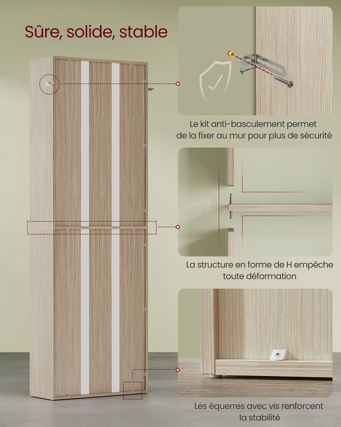 Libreria a 6 ripiani mobile a cubo per soggiorno ufficio camera da letto stile scandinavo 40 x 24 x 1785 cm beige 12_0004253