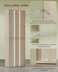 Libreria a 6 ripiani mobile a cubo per soggiorno ufficio camera da letto stile scandinavo 40 x 24 x 1785 cm beige 12_0004253