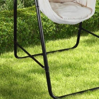 Sedia a dondolo da giardino con supporto, sedia sospesa con cuscino, bracciolo, ganci, crema bianco