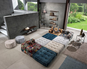 Pouf rotondo in cotone non sfoderabile cm. Ø.50 x H.30