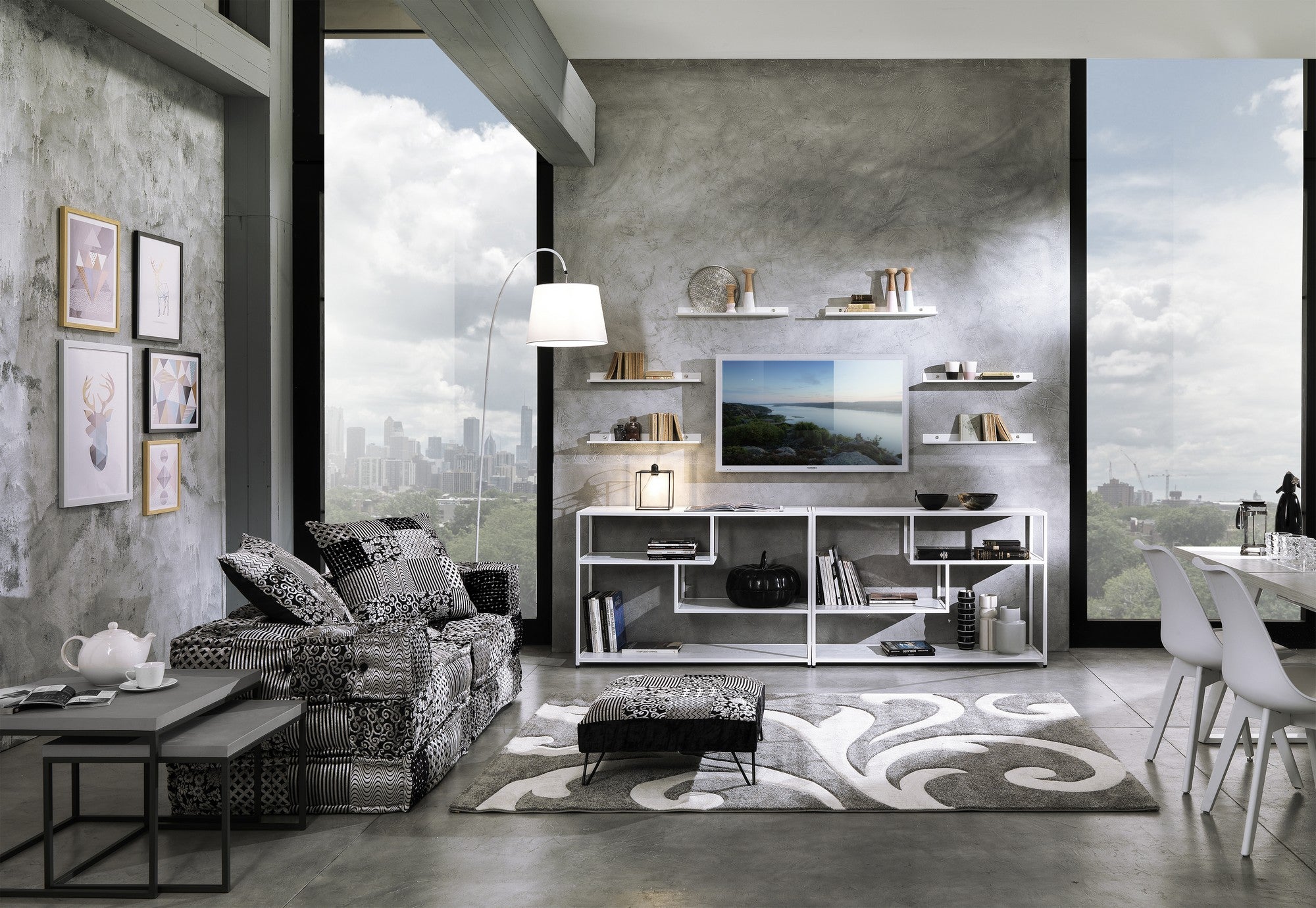 Lampada da terra in metallo bianca cm. Ø38/30 H.27