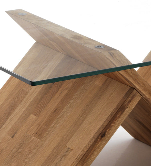 Tavolino in legno massello piano in vetro cm. H.42 x L.70 x P.120