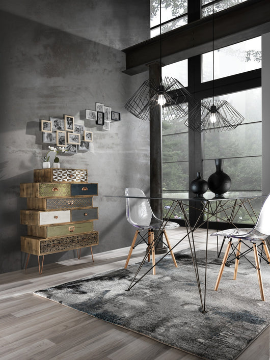 Lampadario in metallo nero opaco cm. H25 Ø50