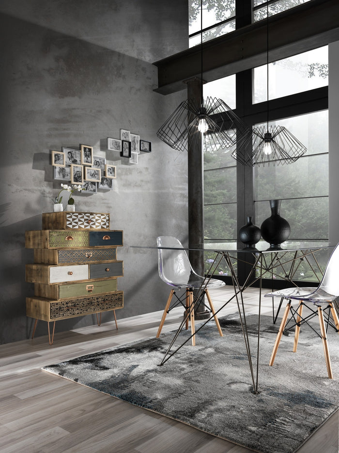 Lampadario in metallo nero opaco cm. H25 Ø50