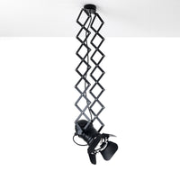 Lampadario a pantografo in alluminio nero opaco cm. Ø.12 x P.22