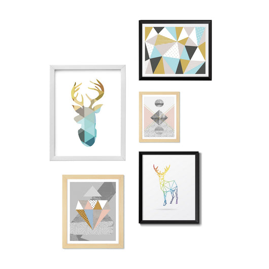 Composizione quadri effetto legno bianco e neri varie dimensioni