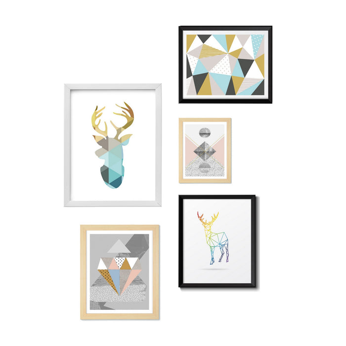 Composizione quadri effetto legno bianco e neri varie dimensioni