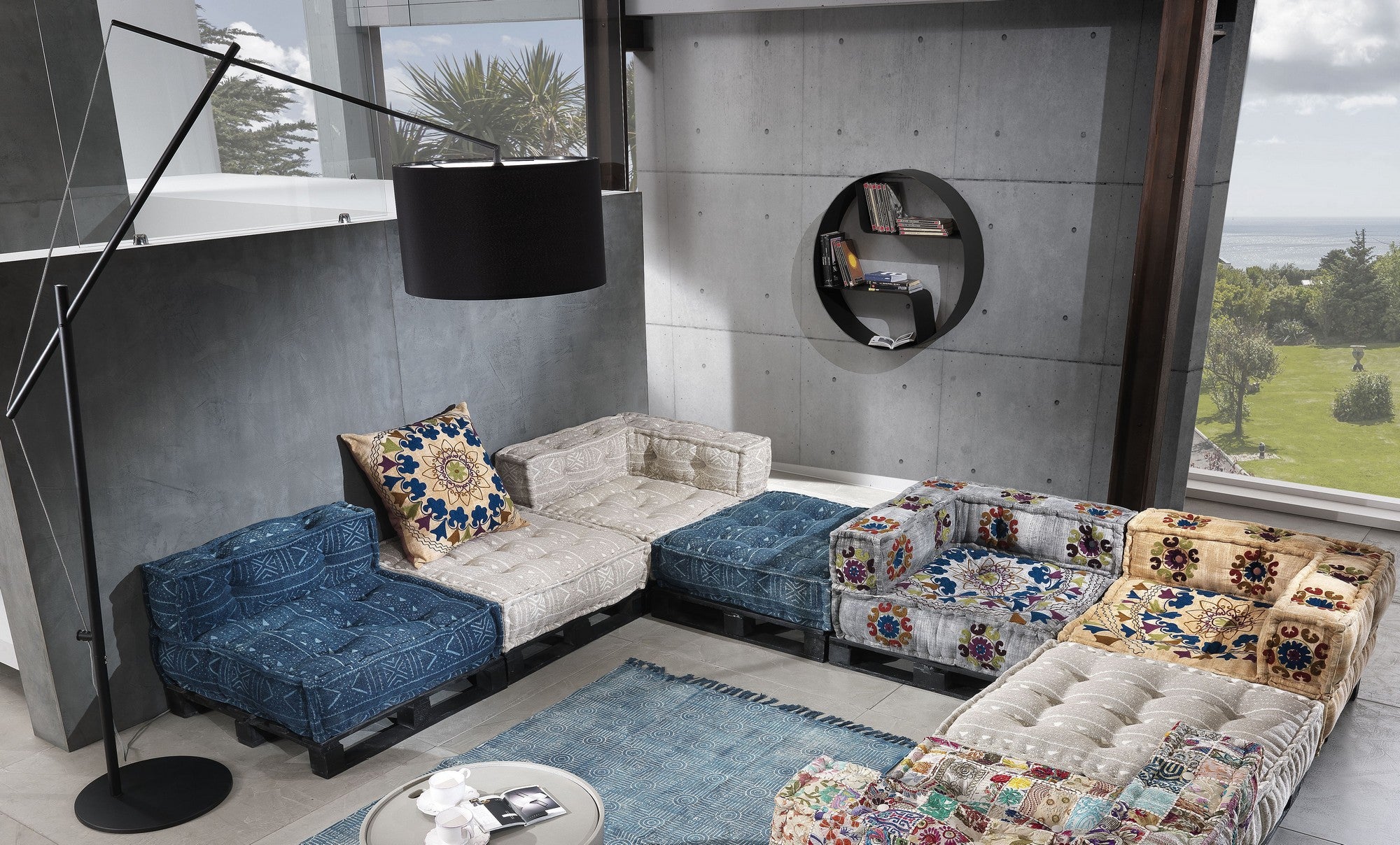 Mensola da parete in metallo antracite opaca cm. Ø.80xP.20