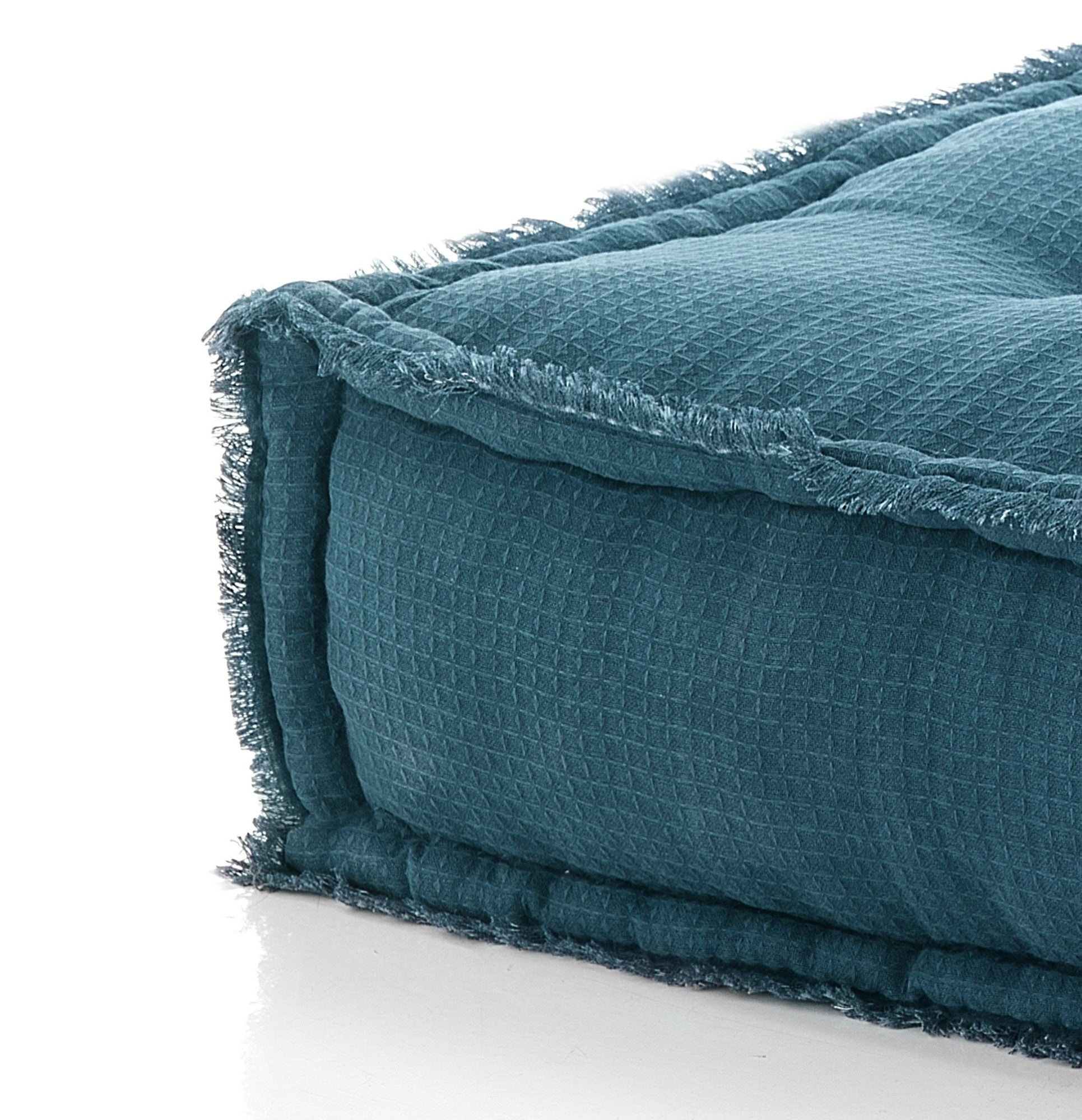 Pouf quadrato in cotone blu non sfoderabile