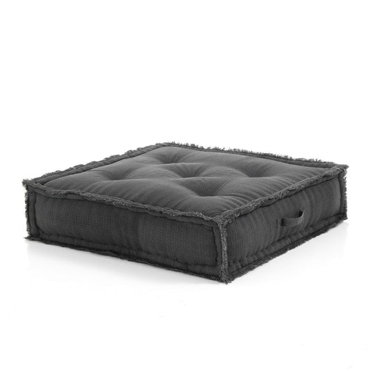 Pouf quadrato in cotone grigio non sfoderabile