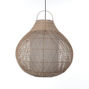 Lampadario a filo in fibre naturali beige per esterno