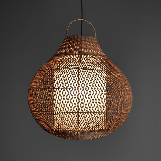 Lampadario a filo in fibre naturali beige per esterno