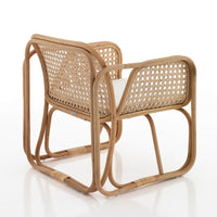 Poltroncina in rattan multicolore con cuscino per esterno