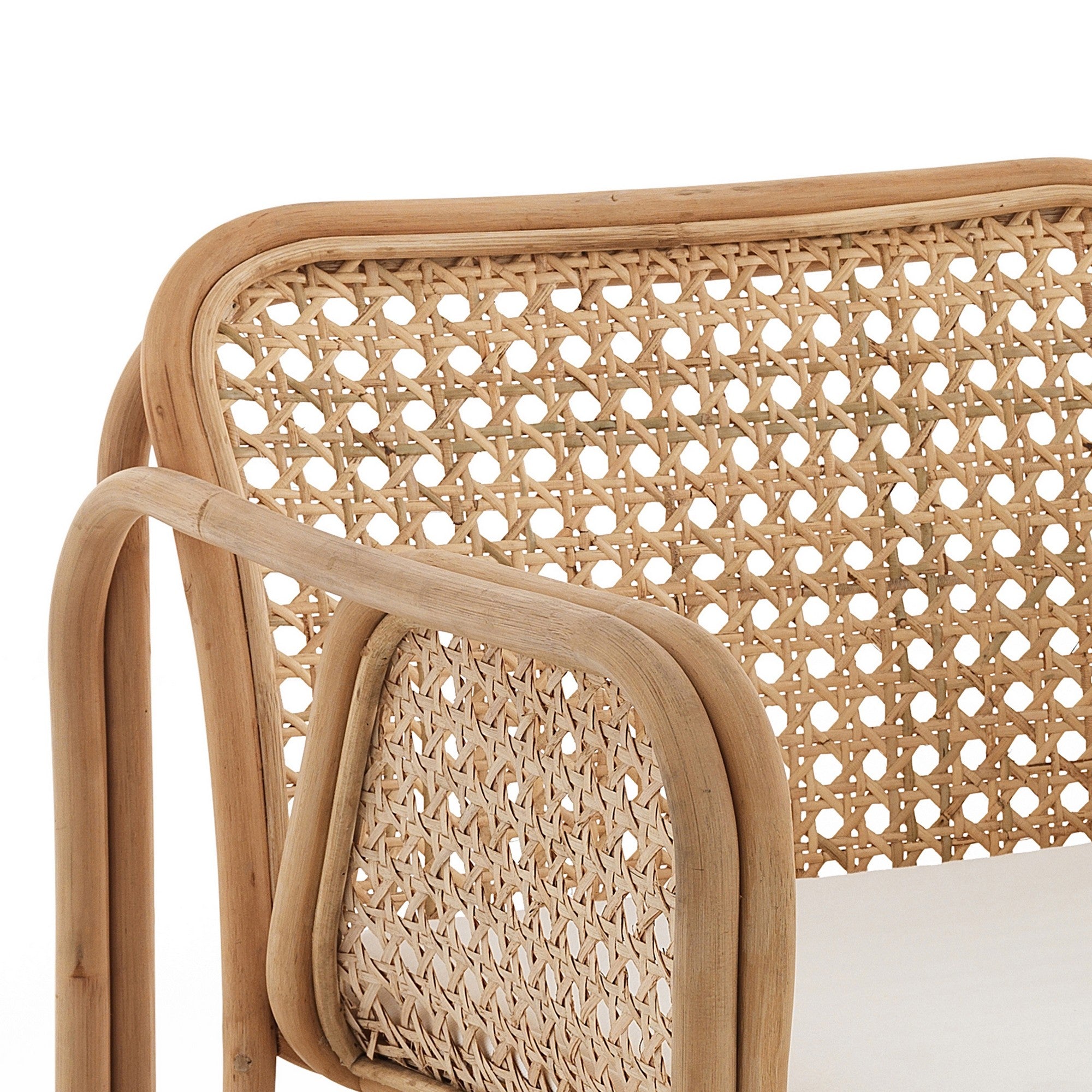 Poltroncina in rattan multicolore con cuscino per esterno