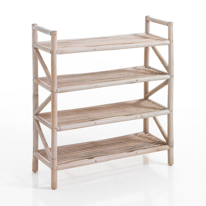 Scaffale a 4 ripiani in rattan sbiancato cm L.65xP.23xH.75