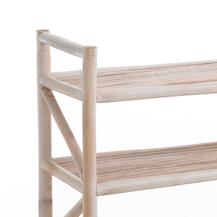 Scaffale a 4 ripiani in rattan sbiancato cm L.65xP.23xH.75