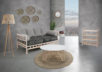 Scaffale a 4 ripiani in rattan sbiancato cm L.65xP.23xH.75