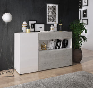 Madia effetto legno finitura larice bianco cm. H.81 x L.130 x P.41