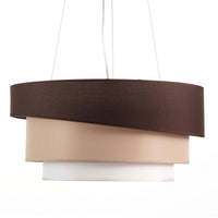 Lampadario 3 strati in tessuto marrone cm. Ø.50 H.9,5 / 15