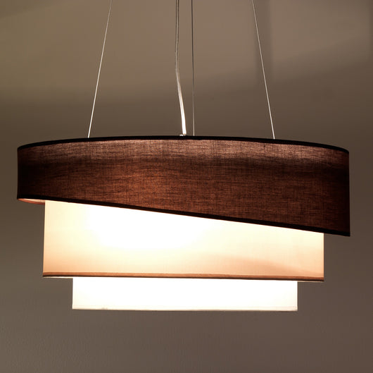 Lampadario 3 strati in tessuto marrone cm. Ø.50 H.9,5 / 15