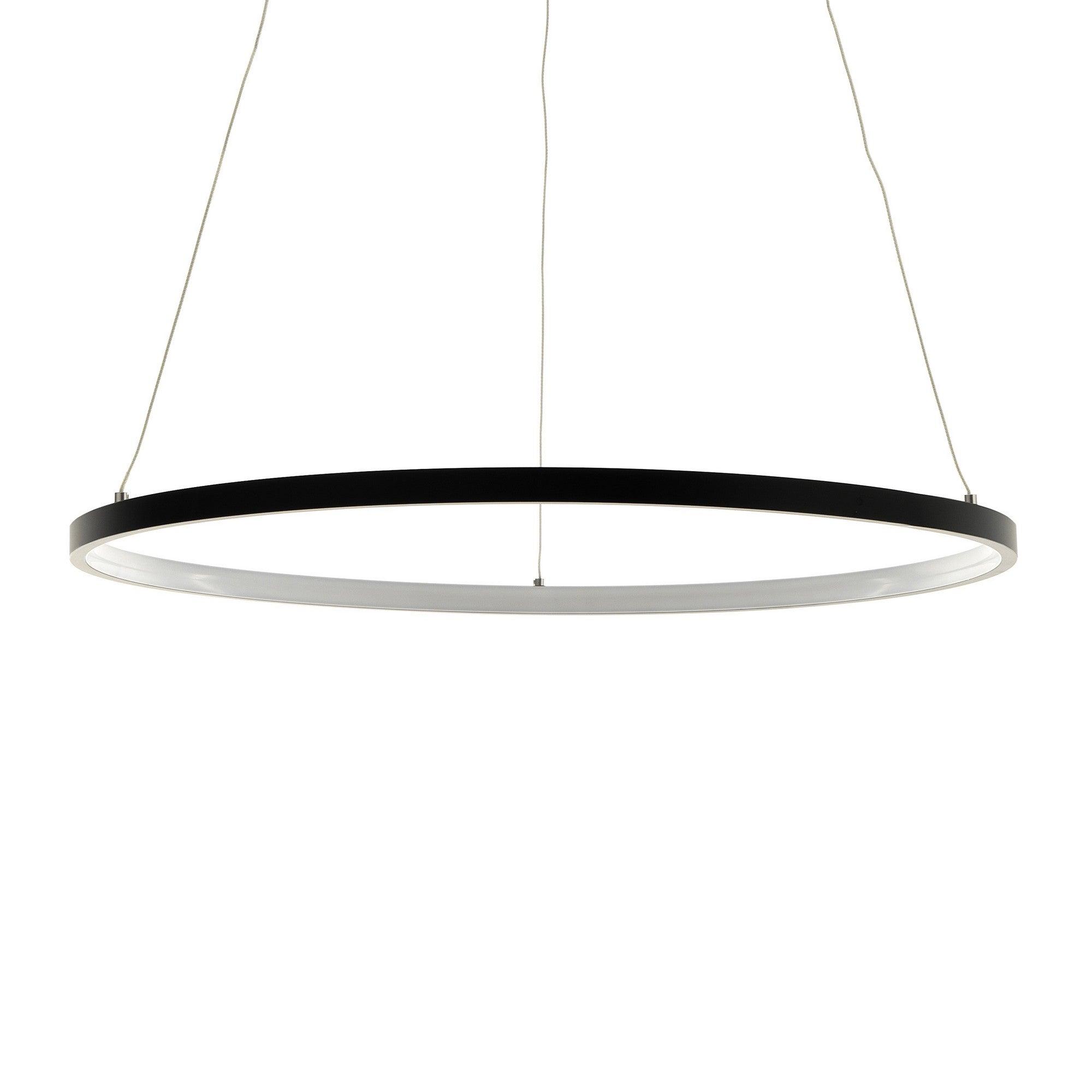 Lampadario ad anello in allumino nero cm. H.92 x Ø.60