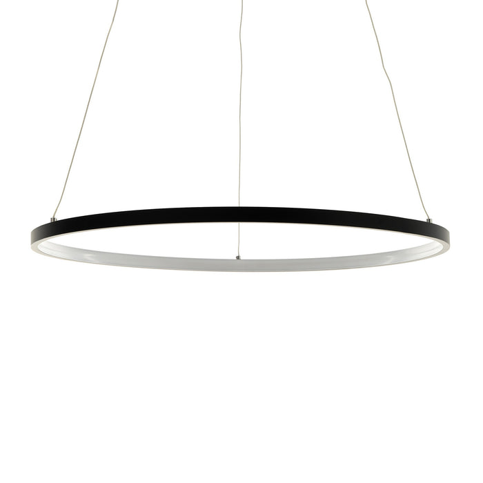 Lampadario ad anello in allumino nero cm. H.92 x Ø.60
