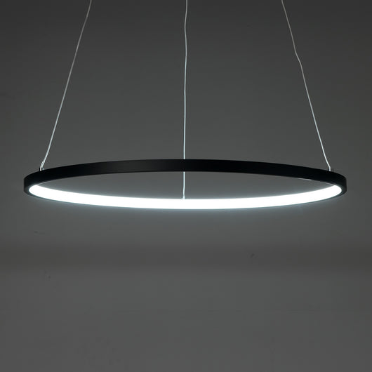 Lampadario ad anello in allumino nero cm. H.92 x Ø.60