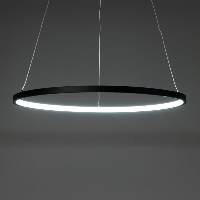 Lampadario ad anello in allumino nero cm. H.92 x Ø.60