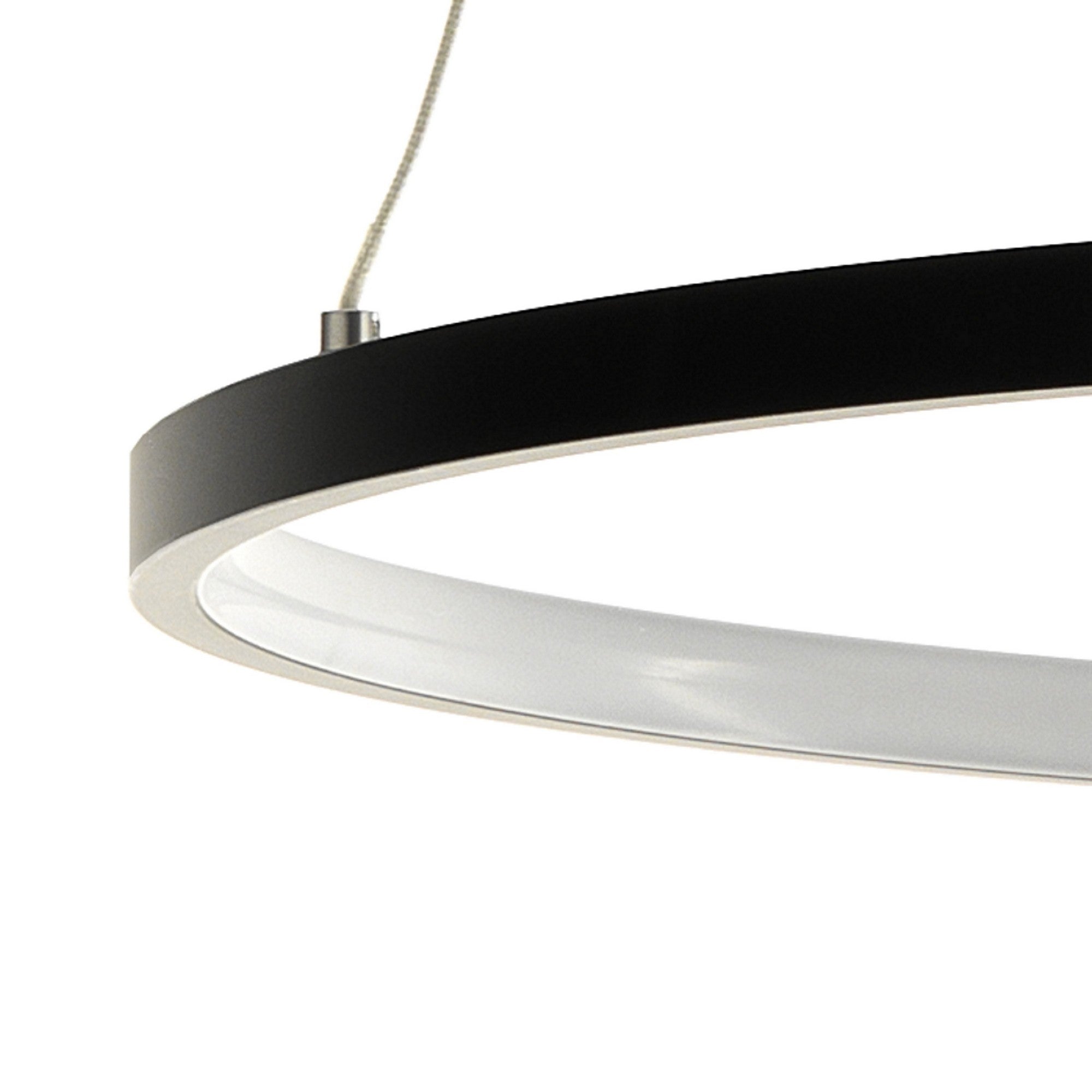 Lampadario ad anello in allumino nero cm. H.92 x Ø.60