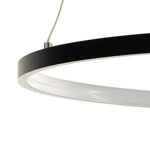 Lampadario ad anello in allumino nero cm. H.92 x Ø.60