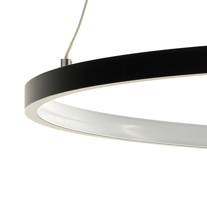 Lampadario ad anello in allumino nero cm. H.92 x Ø.60