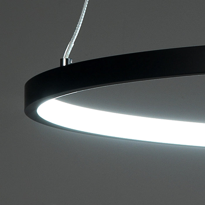 Lampadario ad anello in allumino nero cm. H.92 x Ø.60