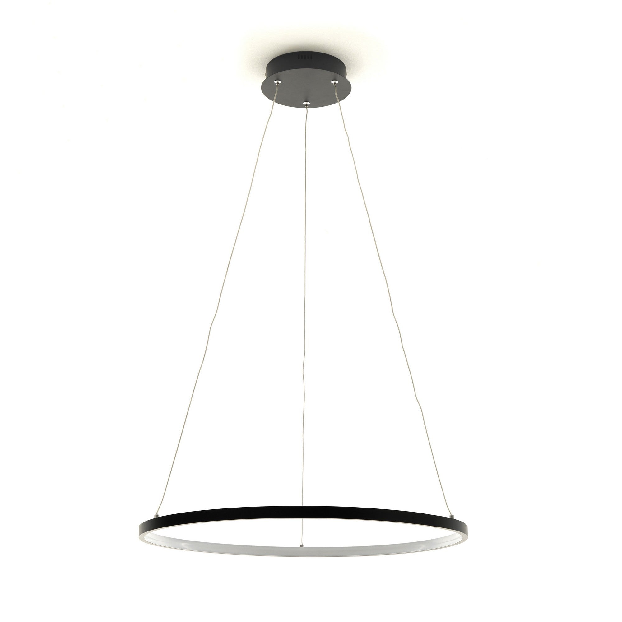 Lampadario ad anello in allumino nero cm. H.92 x Ø.60