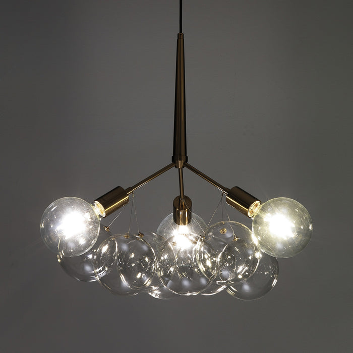 Lampadario in metallo verniciato ottone anticato opaco cm. Ø.60 H.60