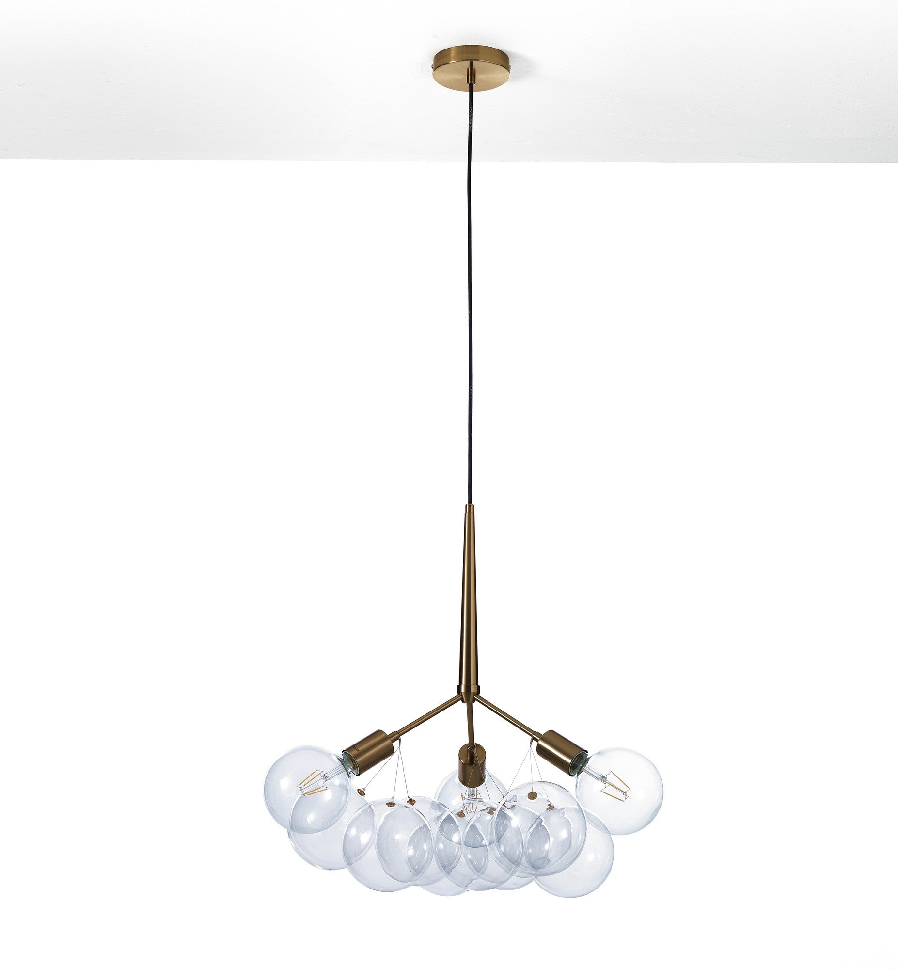 Lampadario in metallo verniciato ottone anticato opaco cm. Ø.60 H.60