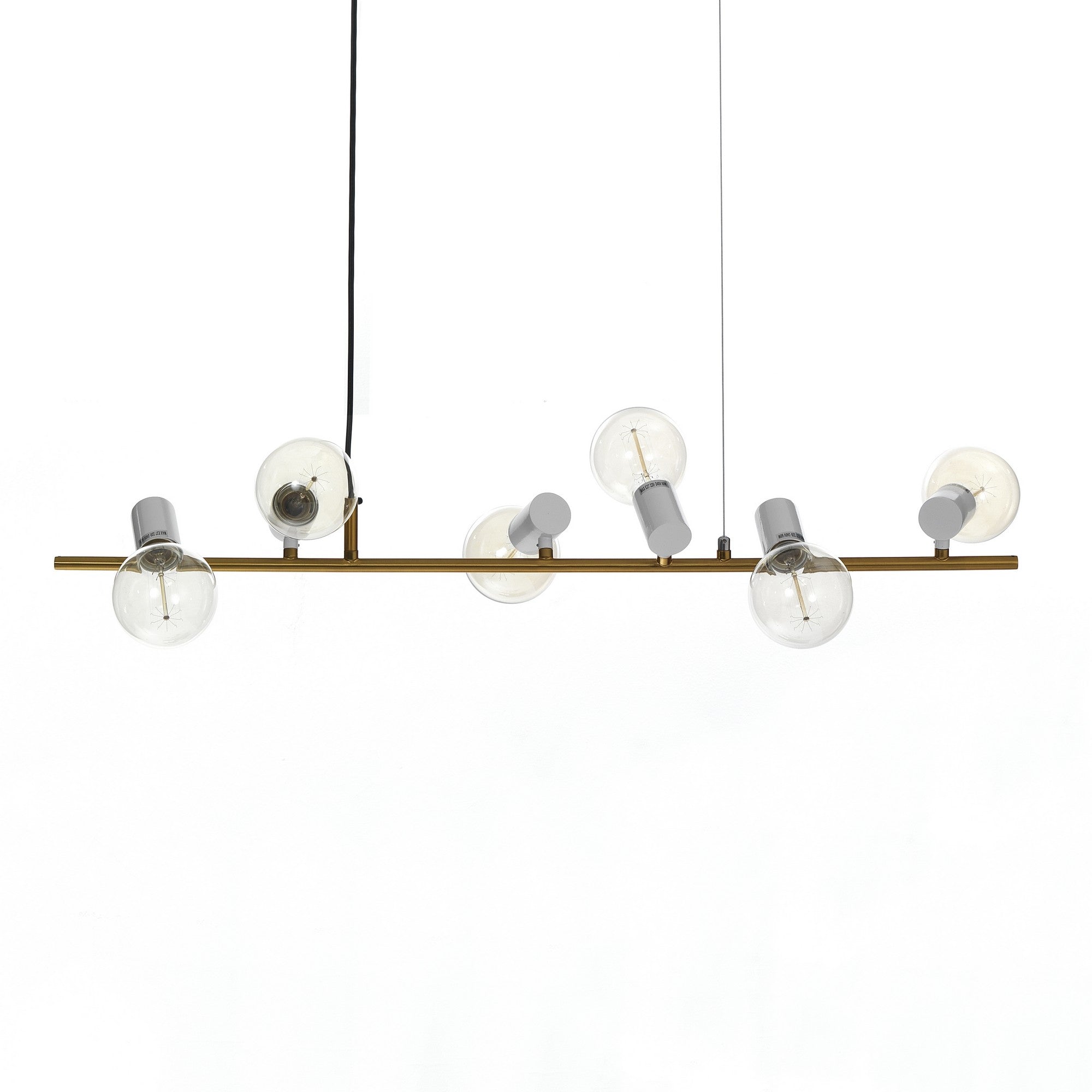 Lampadario 6 punti luce  in metallo finitura ottone cm. L.90 H.120