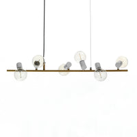 Lampadario 6 punti luce  in metallo finitura ottone cm. L.90 H.120